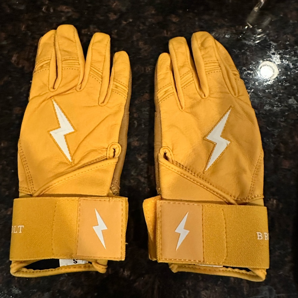Bruce Bolt Yellow Batting Gloves